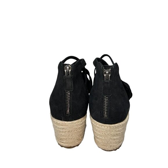 EILEEN FISHER Wanda Black Nubuck Espadrille Wedge Sandals size 9 New - Picture 5 of 6